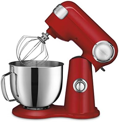 Cuisinart Stand Mixer, 12 Speed, 5.5 Quart Stainless Steel Bowl, Chef’s Whisk, Mixing Paddle, Dough Hook, Splash Guard w/ Pour Spout, Ruby Red, SM-50R, Manual