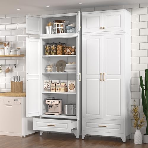 Polup Kitchen Pantry Cabinet, 90" Tall Metal Storage Cabinet with Doors