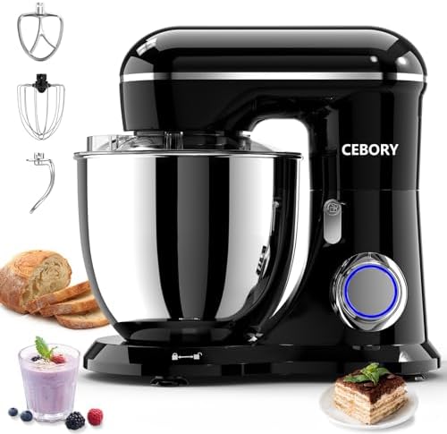 CEBORY 3-IN-1 Electric Stand Mixer, 6.5QT Bowl 660W 10-Speed Kitchen Mixer, Household Food Mixers include Dough Hook, Beater and Whisk, Bread Cake Mixer for Baking and Most Home Cooks, Black