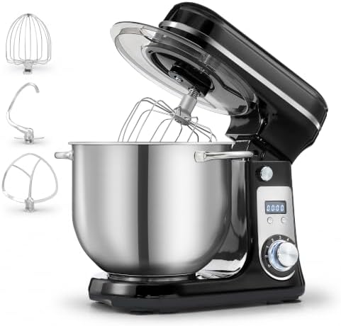 Electric Stand Mixer, 6.34QT 6-Speed Food Mixer with Timer