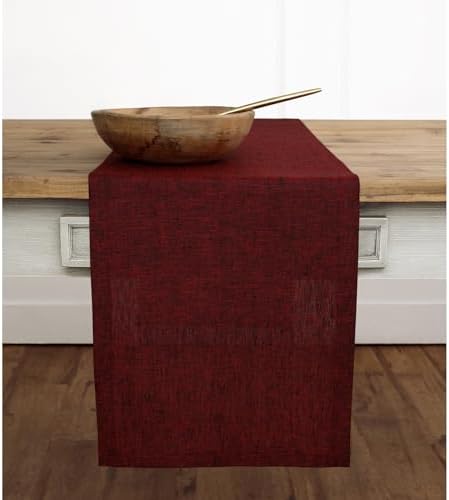Solino Home 100% Linen Dining Table Runner Red Woven, Athena 14 x 72 in