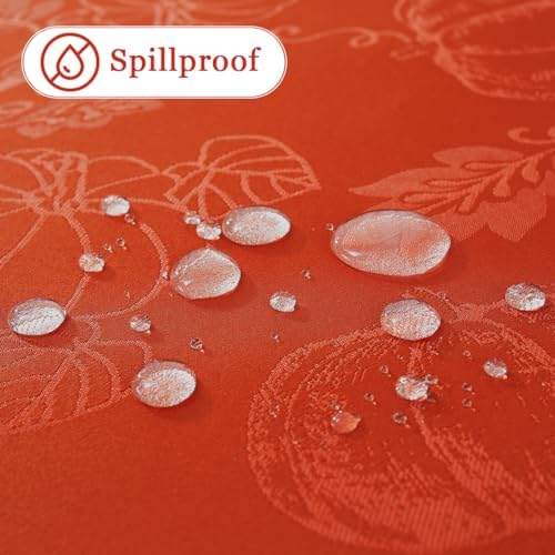 SASTYBALE Fall Tablecloth Rectangle Jacquard, 52" x 70", Red Rust