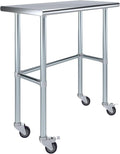 Stainless Steel Work Table Open Base & Wheels | Work Station | Metal Work Bench (Stainless Steel Work Table Open Base + Casters) (36" Long x 18" Deep)