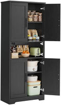 70" Tall Pantry Cabinet, Kitchen Pantry Cabinet with Doors and Adjustable Shelves, Freestanding Cupboard, Tall Storage Cabinet for Bathroom, Dining Room, Living Room, Black