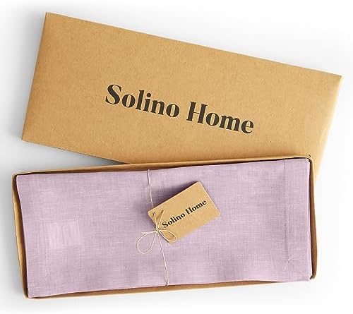 Solino Home 100% Pure Linen Table Runner Lavender Long, Athena 14 x 120 in