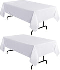 sancua 2 Pack White Tablecloth 60 x 84 Inch, Rectangle 4 Feet Table Cloth - Stain and Wrinkle Resistant Washable Polyester Table Cover for Dining Tables, Buffet Parties and Camping