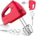 LILPARTNER Hand Mixer Electric, Ultra Power Kitchen Hand Mixer With 7-Speed & 5 Stainless Steel Accessories for Whipping Dough, Cream, Cake, Dishwasher Safe, Light Red