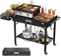Baotree Grill Cart for Blackstone Griddle, Grill Cart Pizza Oven Stand, Foldable Cart Table with Wheels for Ninja, Cuisinart, Gozney, Solo Stove, BBQ Prep Tables Station, 45.3"x21.7"x28.3"