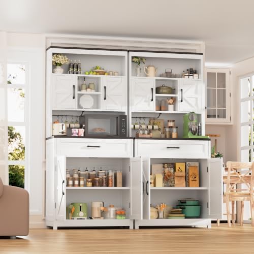 kepptory 69" Tall 63" Wide Extra Large Pantry Storage Cabinet, White