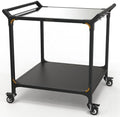 NUUK Outdoor Grill Cart on Wheel 32" x 32", Stainless Steel Pizza Oven Table with Double-Shelf, Rolling Countertop Kitchen Food Prep Cart for Backyard, Garden, Restaurant