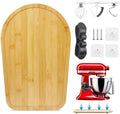 Sliding Mat for Kitchen aid 4.5-5 Qt Stand Mixer with 1Pc Cord Organizer and 3Pcs Attachment Holder for Kitchen Appliance Slider Counter, Moving Tray (Bamboo, Natural)