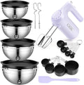 5-Speed Hand Mixer Electric With 4 Mixing Bowls Set