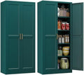 Polup 71" Green Metal Kitchen Pantry Storage Cabinet with Doors and Shelves