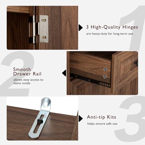 Merax Tall Kitchen Pantry Cabinet with Pull Out Shelves, Brown