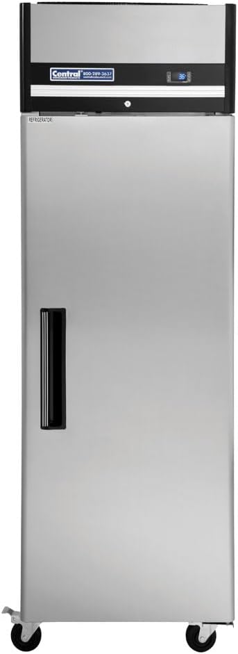 Commercial One Door Reach-In Refrigerator, Stainless Steel Exterior and Interior, Top Mount Compressor, 23 Cubic Ft, 27" Wide Refrigerator for Restaurants, 120V