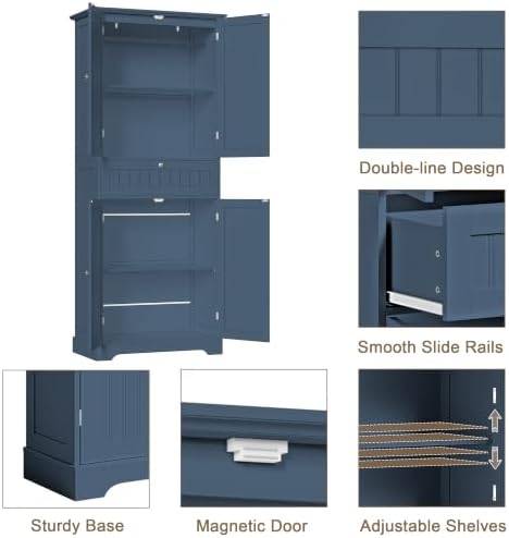 ChooChoo 72" H Bathroom Floor Cabinet with Drawer and Adjustable Shelves