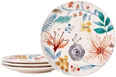 Bico Blossom Symphony Dinner Plates Set of 4, 11 Inch Large Ceramic Plates for Pasta, Steak, Stylish Serving Dishes, Microwave and Dishwasher Safe, Gift for Housewarming and Thanksgiving