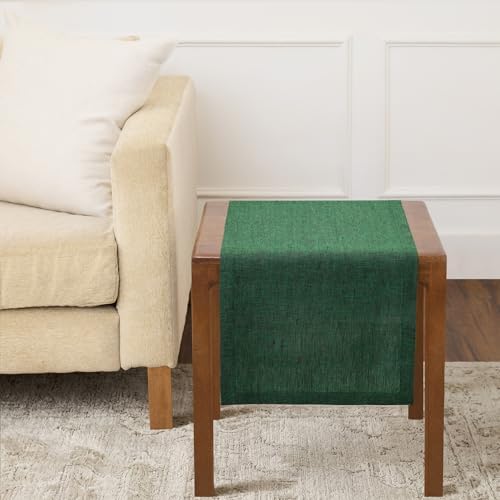 Solino Home 100% Pure Linen Table Runner Forest Green, Athena 14 x 36 in