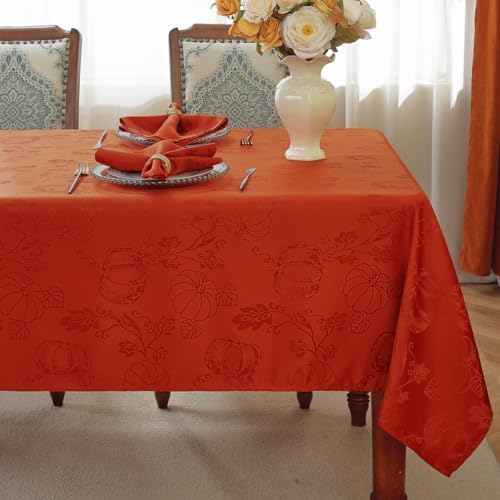 SASTYBALE Fall Tablecloth Rectangle Jacquard, 60" x 84", Red Rust