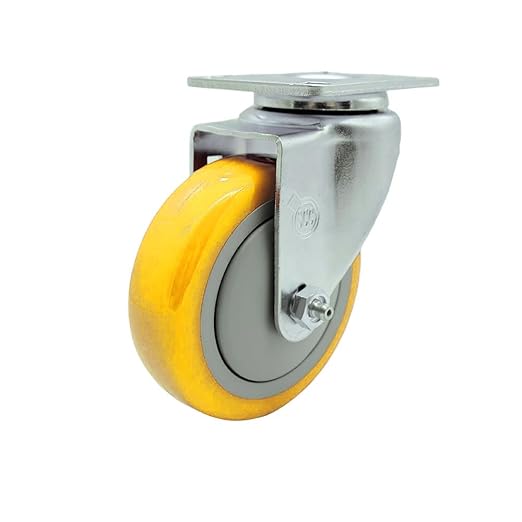 Service Caster Brand Replacement Caster for Uline Caster H-5539S-Swivel Top Plate Caster with 4 Inch Yellow Polyurethane Wheel-Light Duty Replacement Caster-Fit Cart, Dollies and Poly Box Truck H-1956