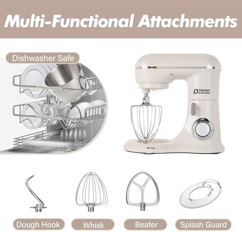 Kitchen in the box 6.5 QT Stand Mixer, 10-Speed Electric Mixer (White)