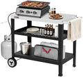 Royal Gourmet PC3404S Outdoor Grill Table, 3-Shelf Grill Cart with Wheels