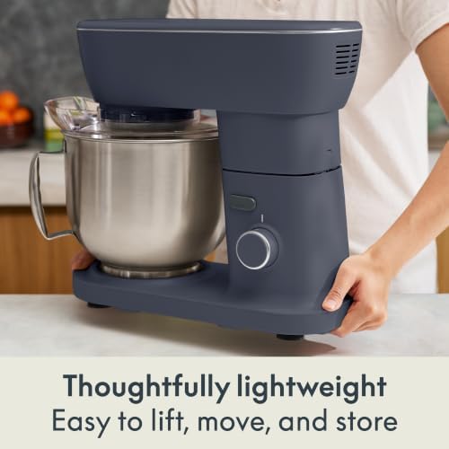 bella STIR 5.3Qt Tilt-Head Stand Mixer, 12-Speed Countertop Mixer, Denim