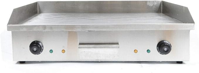 Commercial Electric Griddle, 3000W Countertop Flat Top Grill Dual Control Heavy Duty Stainless Steel Teppanyaki Griddle with Adjustable Temp Control 122°F-572°F 28.6"x15.7"(NO PLUG)