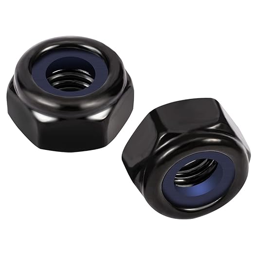 MewuDecor 1/2-13 Nylon Insert Hex Lock Nuts Locknuts, 304 Stainless Steel 18-8, Black Oxide (304), 10 PCS