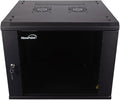NavePoint 9U Server Cabinet Wall Mount Rack Enclosure Includes 2 Fans, Locking Glass Door, Removable Side Panels – 9U Network Cabinet 17.7” Deep, 19 Inch Server Rack for IT and A/V Equipment