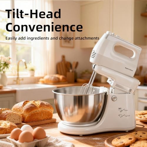 4.8QT 2-in-1 Stand Mixer, White