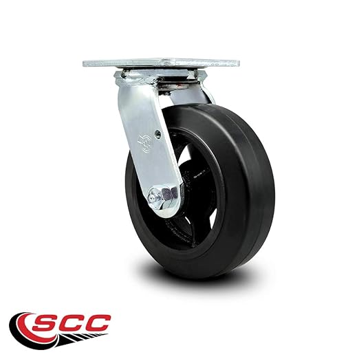 Service Caster Brand Replacement Caster for Uline Caster H-3326S - Swivel Top Plate Caster with 6 Inch Rubber on Metal Wheel - Heavy Duty Replacement Caster - Fits Platform, U-Boat and Trucks H-1191