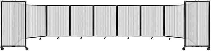 Versare Polycarbonate Room Divider 360 Portable Wall Partition | Freestanding Office Dividers | Locking Wheels | Privacy Screen Panels - 25' x 4' Clear Thermoplastic Polymer