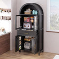 KEIKI 71" Tall Arched Kitchen Pantry Cabinet with Glass Door,Drawer,Farmhouse Storage with Adjustable Shelves for Kitchen,Living & Dining Room