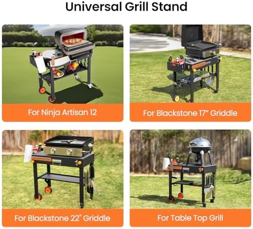 Folding Grill Table for Blackstone 17" & 22" Griddle, Portable Grill Cart
