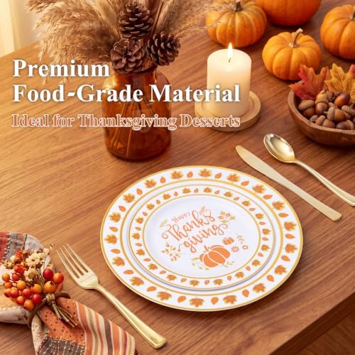 EjonirInjonir 60pcs Premium Thanksgiving Plastic Plates for Friendsgiving