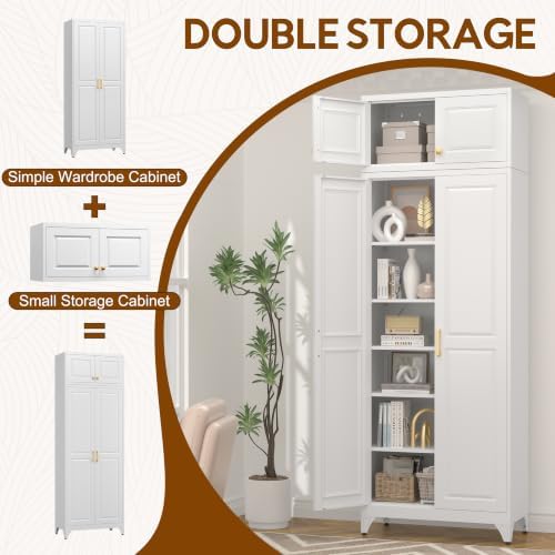 UNICOLY 90.8" Kitchen Pantry Cabinet, Metal Storage Cabinet with 5 Shelves