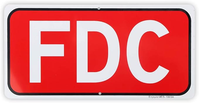 FDC Sign, Fire Department Connection Sign, 12"x 6" - .040 Rust Free Aluminum – Reflective, UV Protected and Weatherproof