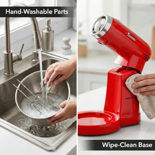 OVENTE Electric Stand Mixer, 3.5 QT, 5 Mixing Speeds, 250W, Red SM680R