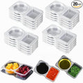 EWUVP 130ml Reusable Snack Containers, 20PCS Double Compartment Dipping Containers with Lid, Snack Pack Containers for Refrigeration, Portion Control, Outdoor Takeaway Sauce Dip Case Disposable Box