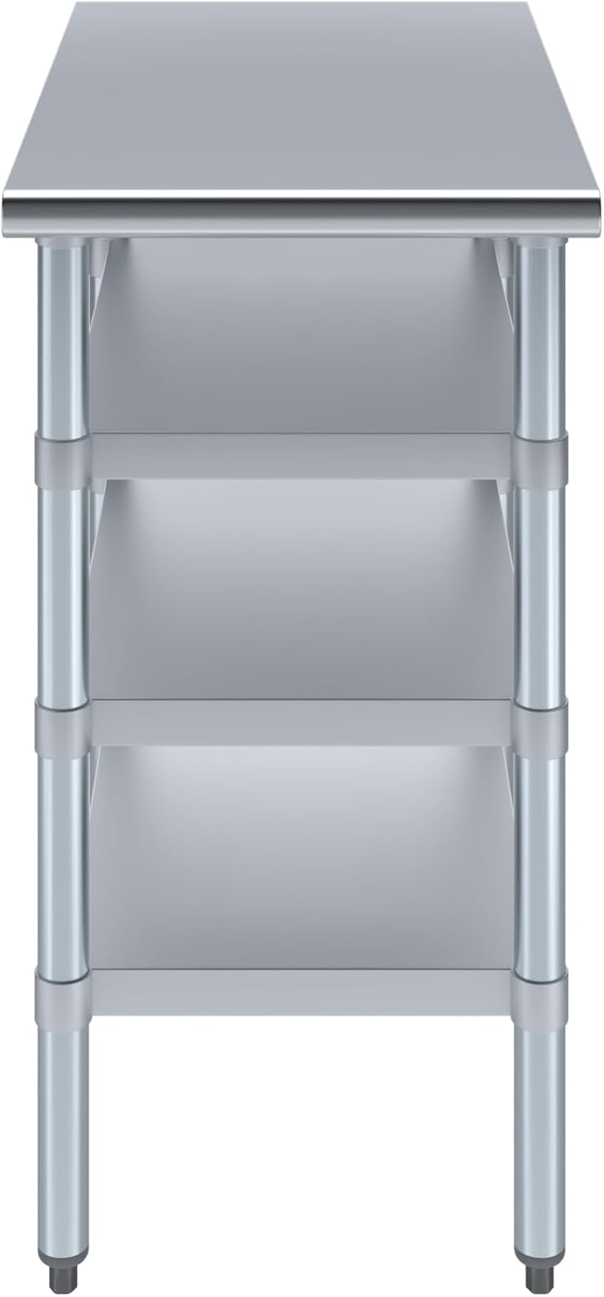 30 in. x 18 in. Stainless Steel Work Table with Three Bottom Shelves | NSF Kitchen Prep Table | Utitly Metal Table
