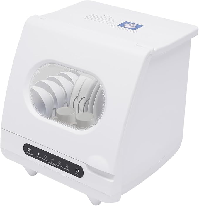 Portable Countertop Dishwasher, Compact Dishwasher, Mini Dishwasher with 5-Liter Built-in Water Tank for Apartments & RVs, Dorms and RVs,High-Temp& Air-Dry Function, No Hookup Needed,White