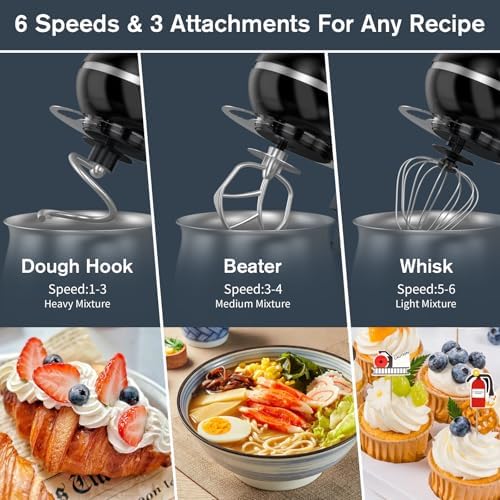 Electric Stand Mixer with 5.3 Quart, Cake Mixer with Stainless Steel Bowl and Stand, Kitchen Mixer Tilt-Head Design Includes Dough Hook, Whisk & Beater - Great for Baking Bread, Cakes, Cookies