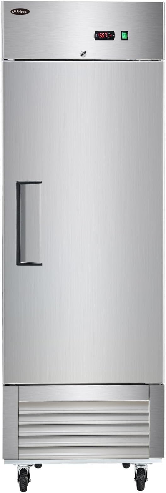 27 Inch Upright Commercial Refrigerator, Stainless Steel Single Door, 23 Cu.Ft, 3 Adjustable Shelves, Digital Temperature Control, NSF/ETL Certified, with Casters for Restaurant, Bar, Kitchen