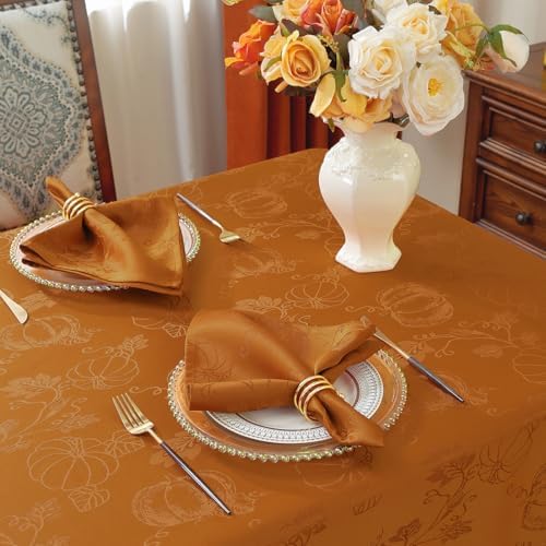SASTYBALE Fall Tablecloth Rectangle Jacquard, 52" x 52", Brown