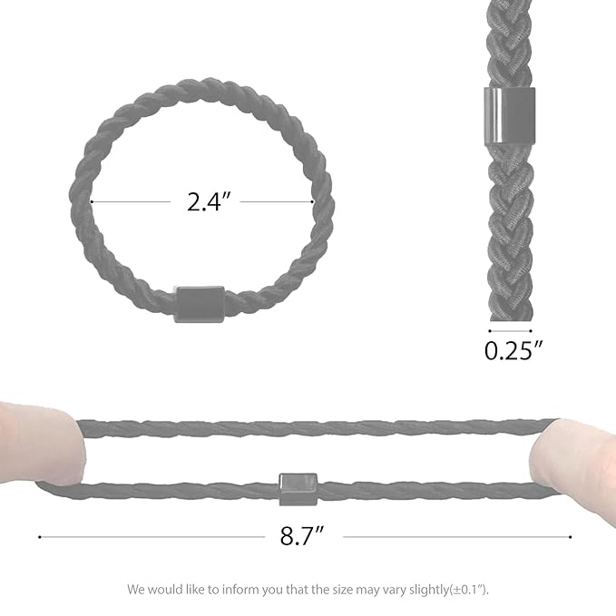 Braided Mens Hair Ties For Men 5 pcs(XL, Red Black) - For Buns Curly Thick Dense Hair Elastic Hair Ties For Guys | No damage Crease Breakage Man Bun Hair Tie Men with Long Hair Perfect hairtie