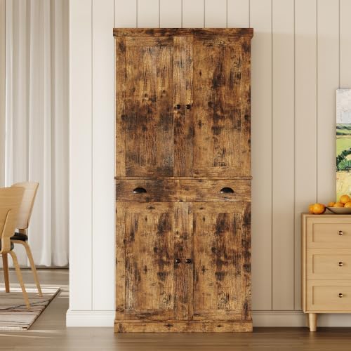 IRONCK 72" Kitchen Pantry Cabinet with Drawer and Sliding Racks