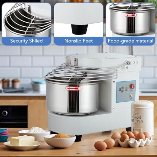 GarveeHome 10.5 Qt Commercial Stand Mixer, 650W Touch Screen Control with Timer & Safety Shield, Dual Rotating Dough Machine, Stainless Steel Bowl for Restaurant & Bakery