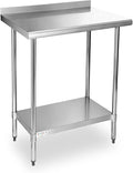 STABLEINK NSF Stainless Steel Table, 24 x 30 Inches Metal Prep & Work Table with Backsplash, Adjustable Undershelf and Table Foot, for Commercial Kitchen, Restaurant, Laundry Room and Garage
