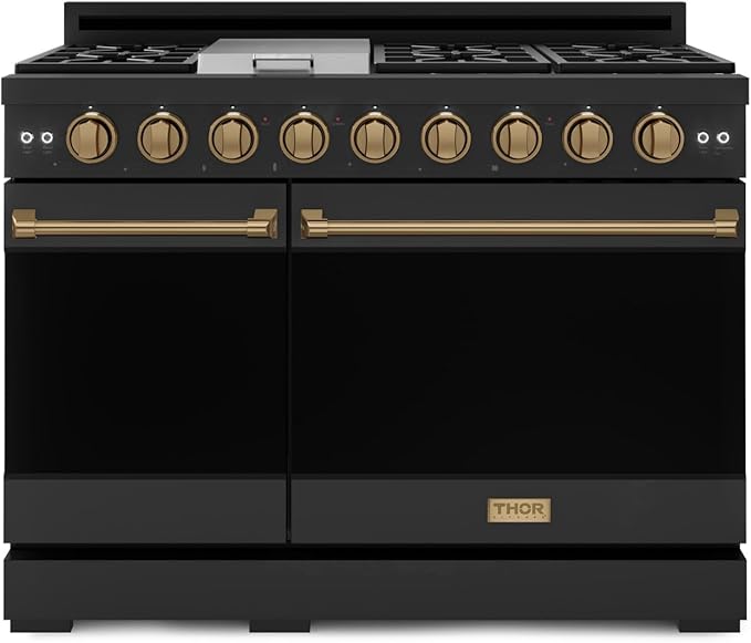 Gordon Ramsay by THOR Kitchen 48 Inch Professional Liquid Propane Range with Tilt Panel Touch Control in Black/Bronze